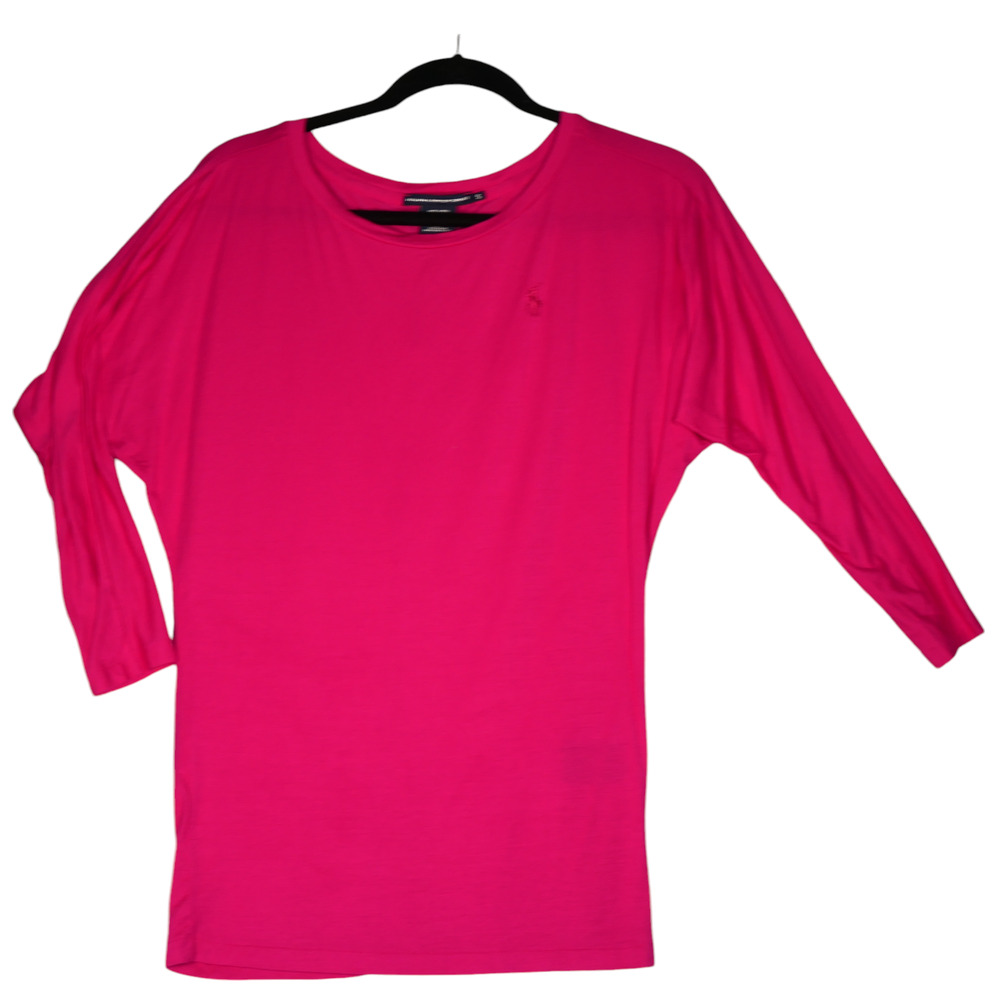 Lauren Ralph Sport Tunic Knit Top Womens S Pink Tone on Tone Embroidered Pony